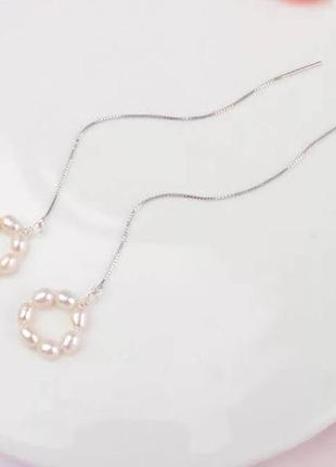 Срібні сережки з натуральними перлами