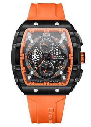Мужские кварцевые наручные часы с хронографом curren 8442 black-orange