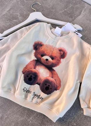 Zara свитшот на флисе с медведиком