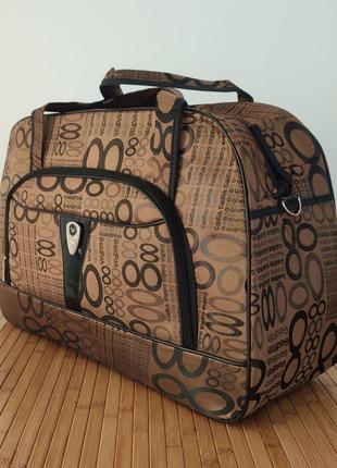 Дорожня сумка саквояж з візерунком до 30 літрів розмір 34*51*19 см колір коричневий1 фото