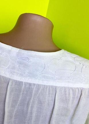 Блуза свободная легкая aniya полупрозрачная с вышивкой короткий рукав на пуговицах7 фото