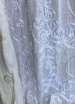 Блуза свободная легкая aniya полупрозрачная с вышивкой короткий рукав на пуговицах10 фото