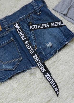 ✅ джинсовая мини юбка с лампасами bershka2 фото