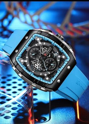 Мужские кварцевые наручные часы с хронографом curren 8442 light-blue2 фото