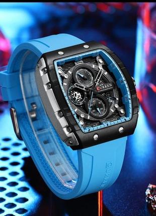 Мужские кварцевые наручные часы с хронографом curren 8442 light-blue4 фото
