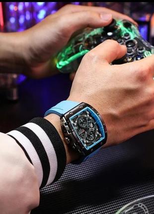 Мужские кварцевые наручные часы с хронографом curren 8442 light-blue3 фото