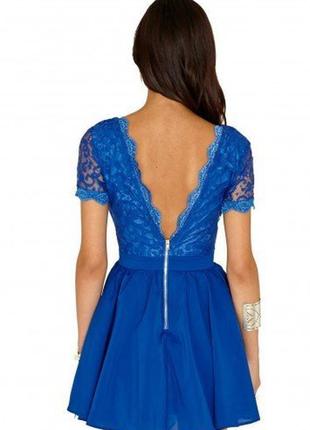 Missguided новое платье синее с гипюром гипюровое кружево свободное с глубоким вырезом9 фото