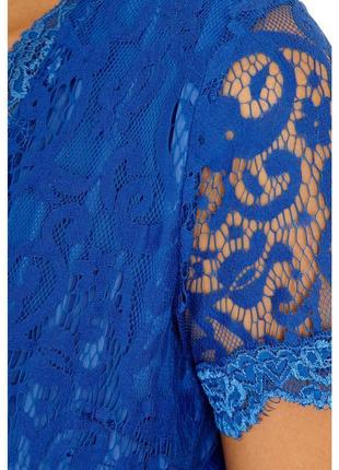 Missguided новое платье синее с гипюром гипюровое кружево свободное с глубоким вырезом10 фото