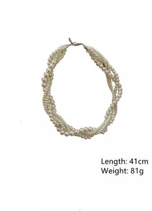 Кол'є намисто багатошарове з перлинами жемчугом чокер украшение на шею6 фото