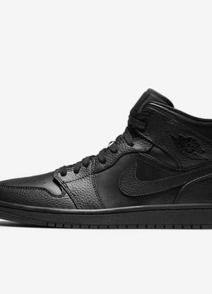 Кросівки чоловічі jordan 1 mid triple black (554724-091)3 фото