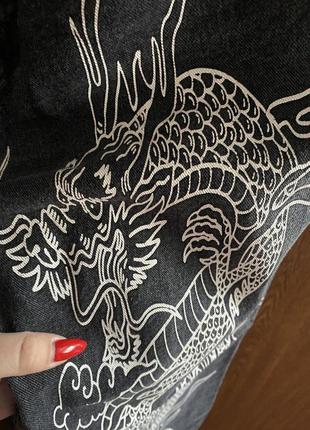 Сірі оверсайз джинси з драконами від shein3 фото