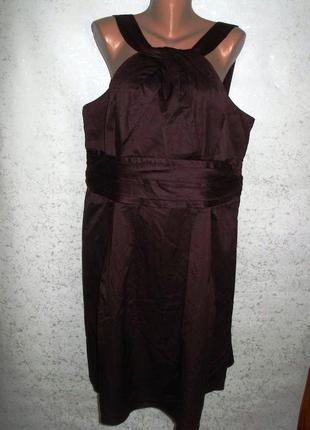Стильна шоколадна котонова сукня на підкладці 18/52-54 розміру davids bridal1 фото