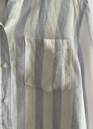 Натуральна лляна рубашка в полоску h&m4 фото