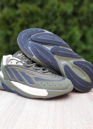 Adidas ozelia хакі з бежевим кросівки кеди чоловічі адідас весняні осінні демісезонні демісезон топ якість низькі зелені замша замшеві3 фото