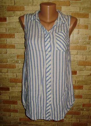 Натуральна блуза безрукавка в смужку штапель розміру s