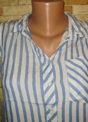 Натуральна блуза безрукавка в смужку штапель розміру s2 фото