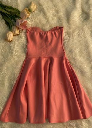 Сукня плаття міні персикова5 фото