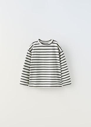 Реглан zara 86,92,98,104,110 см детский в полоску тельняшка чёрно - белый для мальчиков и девочек котон