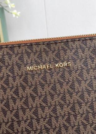 Женская сумочка из натуральной кожи michael kors кожаная сумка кросс боди с плечевым ремнем коричневый3 фото