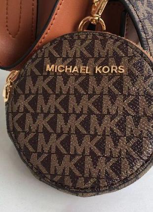 Женская сумочка из натуральной кожи michael kors кожаная сумка кросс боди с плечевым ремнем коричневый4 фото