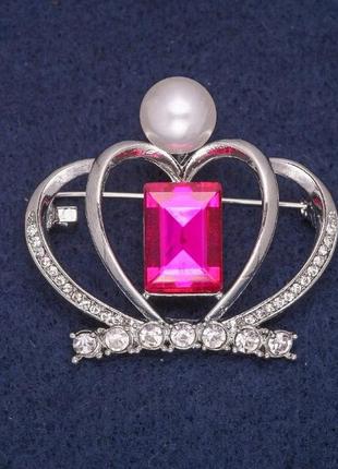 Брошь корона с бусиной