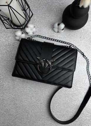 Сумка женская черная pinko black nickel на плечо женская сумочка в подарочной упаковке6 фото