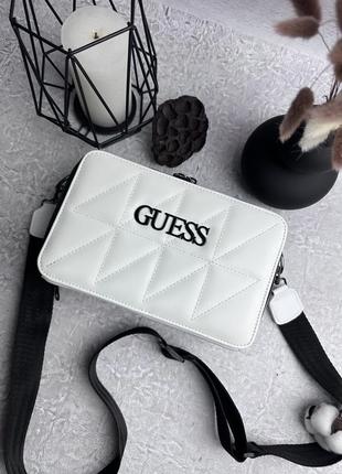 Жіноча сумка біла guess square сумочка жіноча на плече в подарунковому пакованні