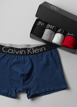 Набор мужских трусов боксеров calvin klein 4 штук брендовый комплект качественных трусов боксеров в коробочке2 фото