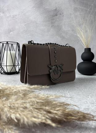 Сумка кожаная женская pinko коричневая женская сумочка на цепочке пинко в подарочной упаковке2 фото