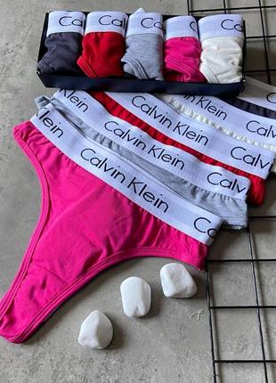 Набір жіночих стрингів calvin klein 5 штук комплект жіночих трусиків подарунковий набір жіночих трусів