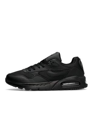 Чоловічі шкіряні кросівки nike air max correlate all black чорні кросівки найк айр макс1 фото