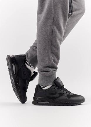 Чоловічі шкіряні кросівки nike air max correlate all black чорні кросівки найк айр макс4 фото