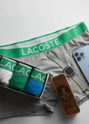 Чоловічі труси lacoste 4 штук набір чоловічих трусів боксерів лакості якісні бавовняні в подарунковій коробці5 фото