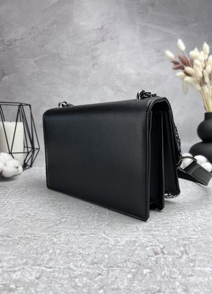 Шкіряна жіноча сумка guess чорна жіноча сумочка на ланцюжку через плече гесс у подарунковій упаковці5 фото
