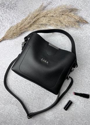 Сумка жіноча zara чорна маленька сумочка через плече зара трендова міні сумка в подарунковій упаковці