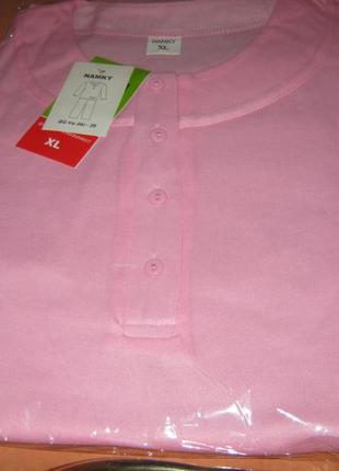 Піжама жіноча рожева namky розмір xl (48-50) 100% бавовна знизу вишивка-квітка