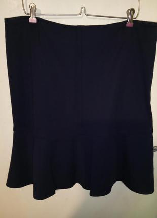 Шерстяная-30%,джерси,трикотажная,синяя юбка,большого размера,laura ashley,македония2 фото