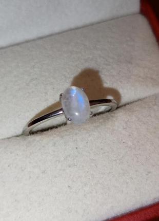Серебряное кольцо с натуральным лунным камнем (адуляр, беломорит)6 фото