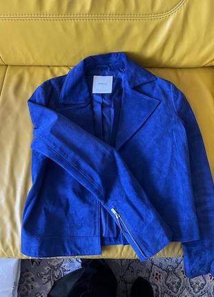 Курточка замша трендового синього кольору2 фото