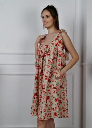 Лёгкое летнее льняное платье, летний сарафан из льна3 фото