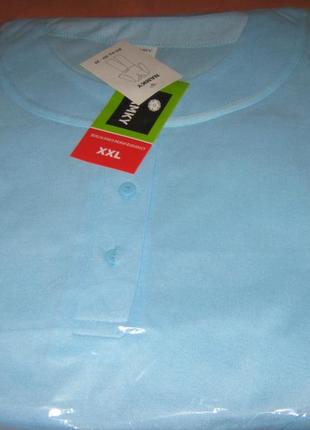 Піжама жіноча namky розмір xxl (52) 100% бавовна знизу вишивка-квітка блакитна4 фото