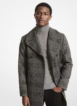 Plaid wool blend peacoat michael kors