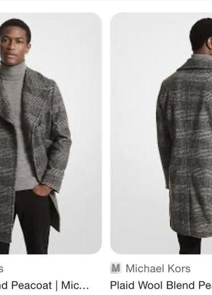 Plaid wool blend peacoat michael kors3 фото