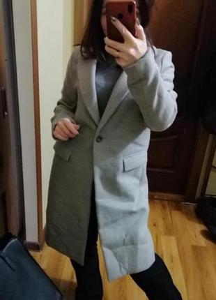 Класичне сіре базове жіноче пальто міді1 фото