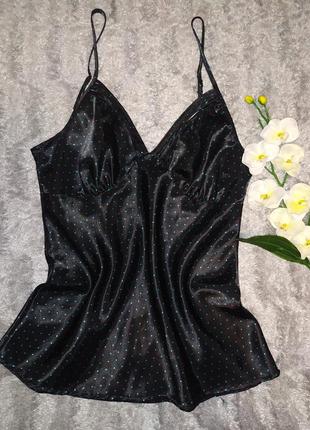 Атласна топ майка в дрібний горошок avant premier у новому стані, m