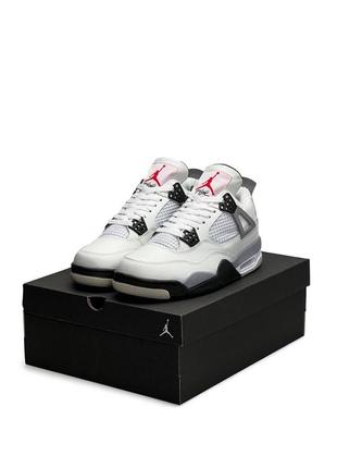 Nike air jordan 4 retro білі з сірим та чорним