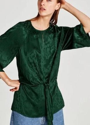 Блуза, блузка, сорочка, смарагдово-зелена