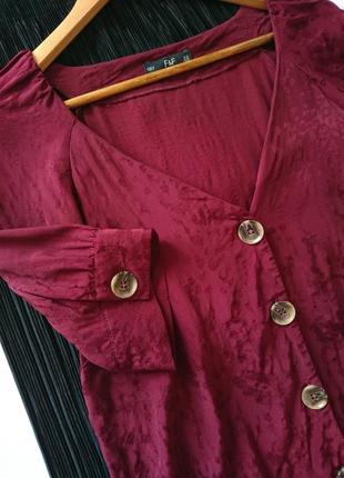 Трендова блуза "марсала" на гудзиках з фактурою та блиском від f&f, на р. м/l4 фото