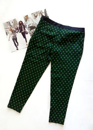 Зеленые брюки с узором в ромбик zara3 фото