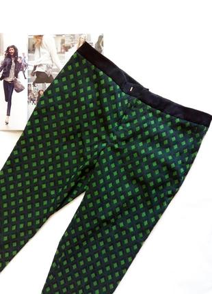Зеленые брюки с узором в ромбик zara2 фото